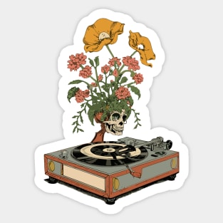 Floral Record Player Sticker